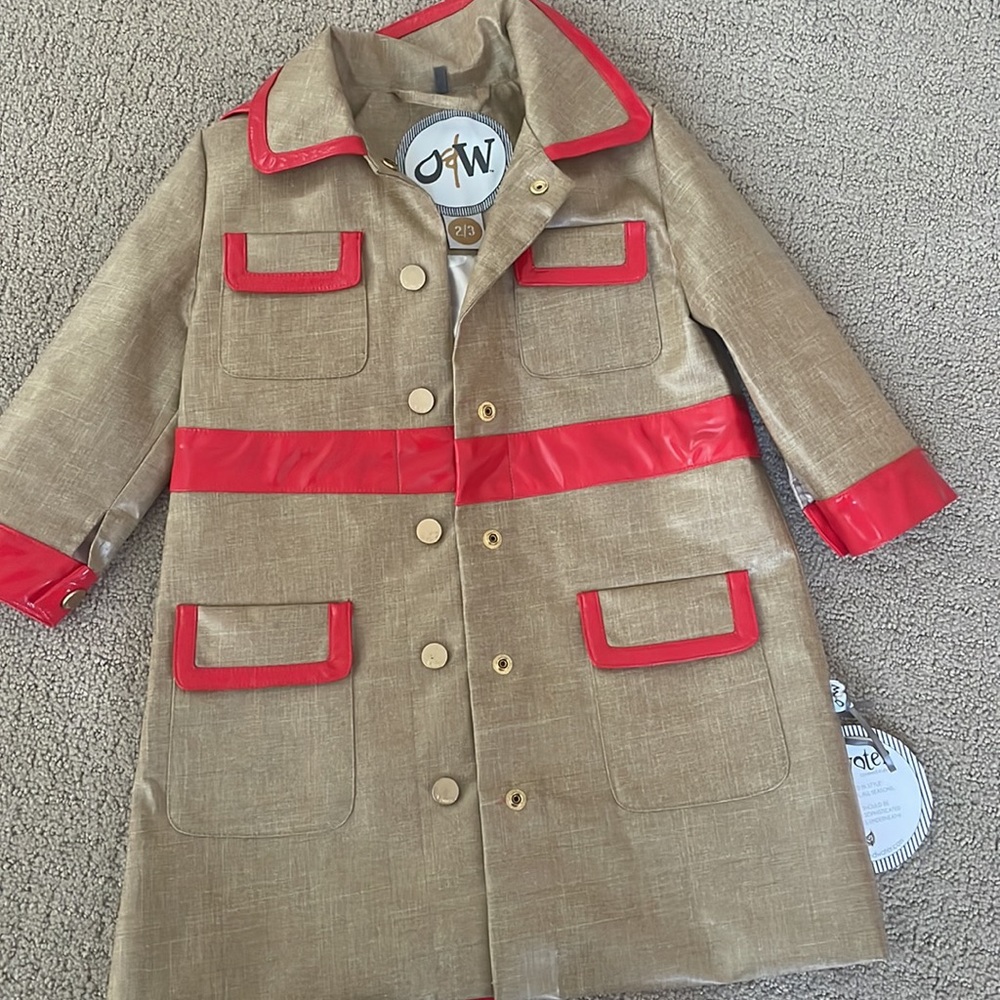 Oil and Water Tan and Red Raincoat Size 2/3